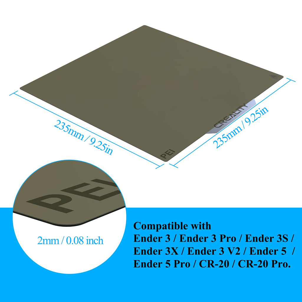 Creality PEI Sheet Flexible Magnetic Sticker Heated Bed 235x235mm –  crealityvip